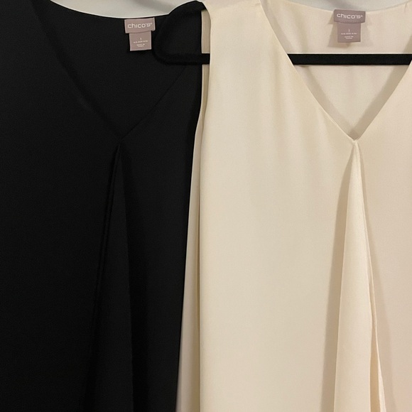 2 Chico’s Vneck sz=8-10 lightweight, washable, silky, sleeveless dress tanks.EUC - Picture 3 of 10